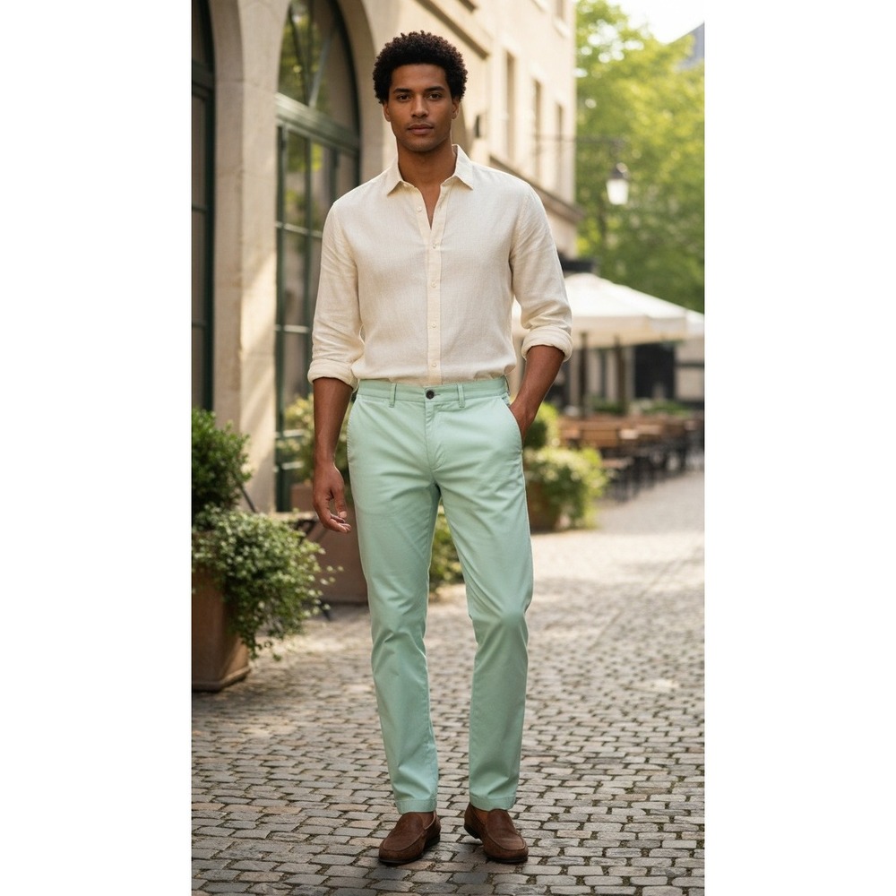 Brooks Brothers Clark‎ Men's Chino Pants Size 35x30 Light Green Preppy Cotton